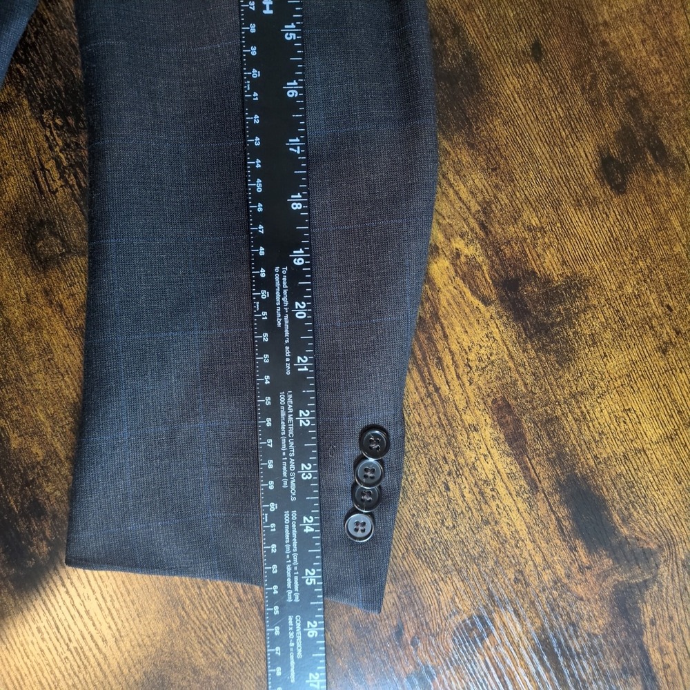 Ermenegildo Zegna Mens Brown‎ Blue Windowpane 100% Wool 3 Button Blazer 46R - Picture 16 of 16